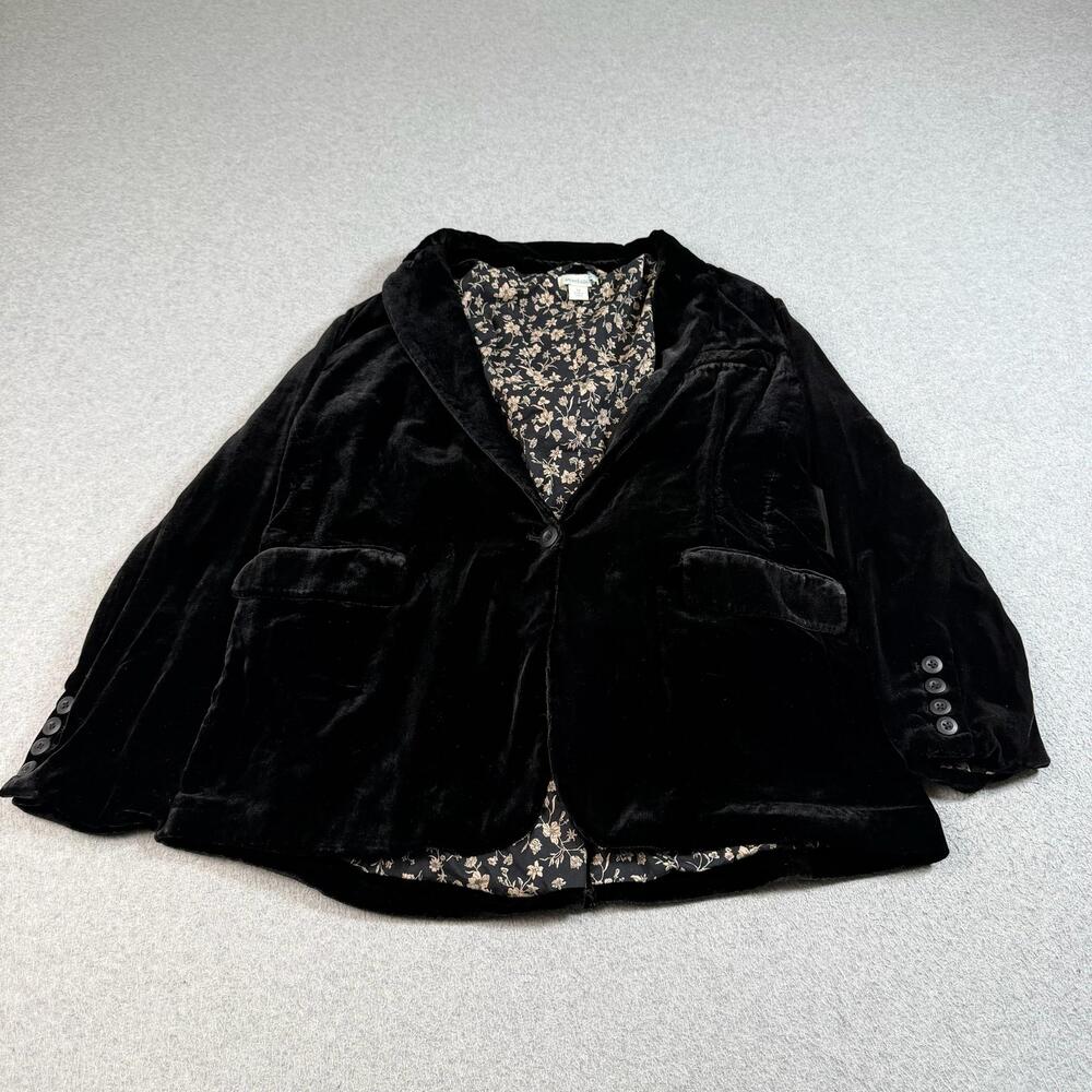 Sundance Velvet Blazer Womens 12 Black Jacket Button Boho Steampunk Y2K Capsule